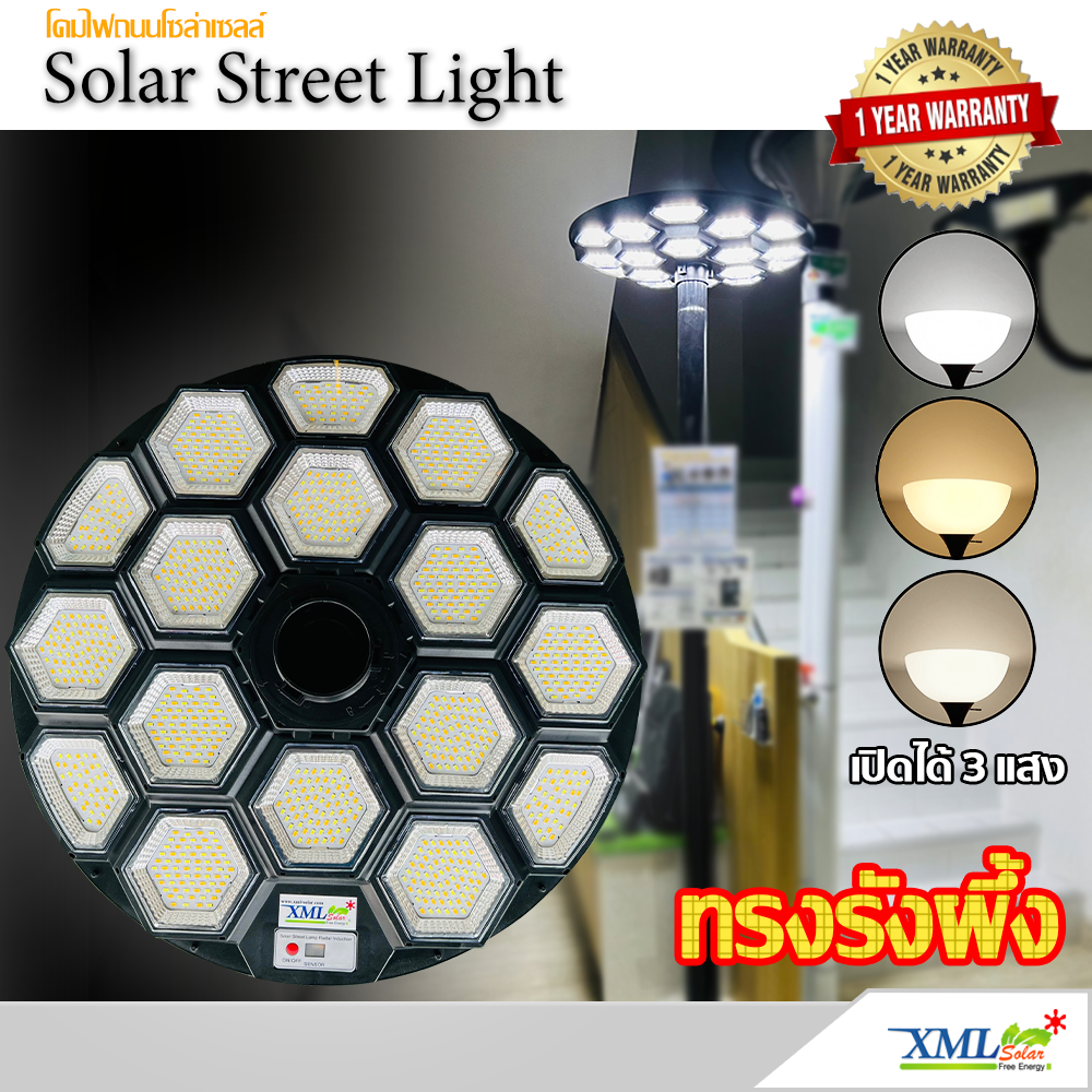 โคมไฟโซล่าเซลล์ (UFO) รุ่น Plaza Lamp 20000W (เปิดได้ 3 แสง) ราคา 1,850 บาท*ส่งฟรี