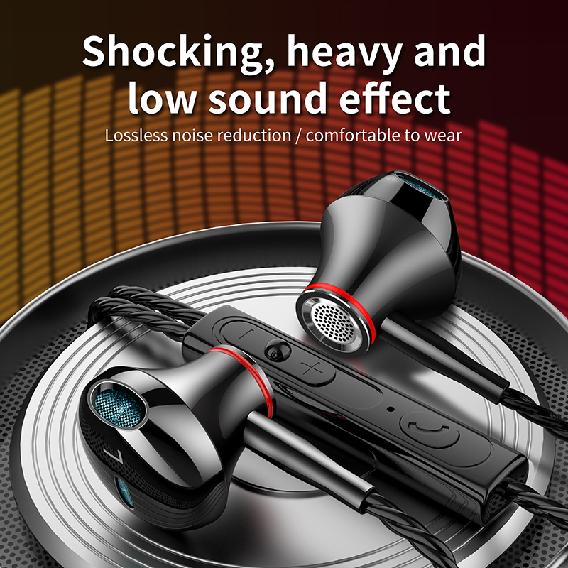 F20 แบบมีสาย earphone หูฟังชนิดใส่ในหูหูฟังสเตอริโอตัดเสียงรบกวนชุดหูฟังพร้อมไมค์ สำหรับออกกำลังกาย เบสหนักเปลือก headphone
