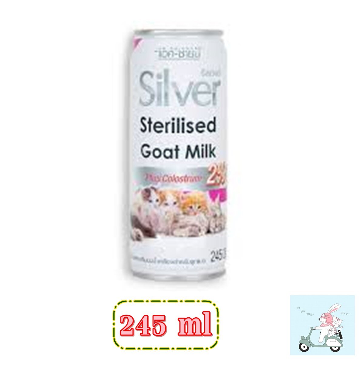 Ag-Science Silver Cat นมแพะน้ำเหลือง เสริมสร้างภูมิคุ้มกัน แลคโตสต่ำ สำหรับลูกแมว (245 มล./กระป๋อง)