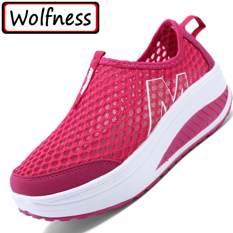 Wolfness® 2020 ใหม่ผู้หญิงความสูงรองเท้าที่เพิ่มขึ้น Swing Breathable Wedges รองเท้า 5 สีร้อน