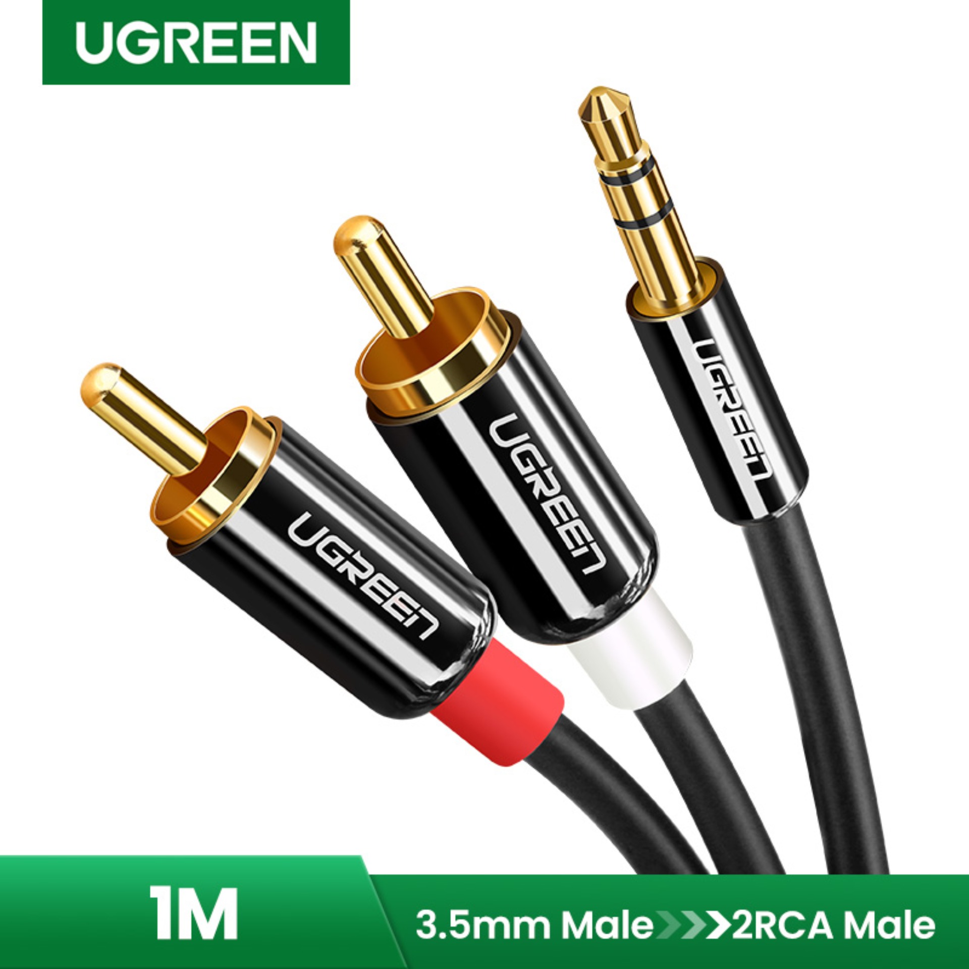 UGREEN 1Meter 3.5mm Male to 2RCA Male Auxiliary Stereo Y Splitter Audio Cable