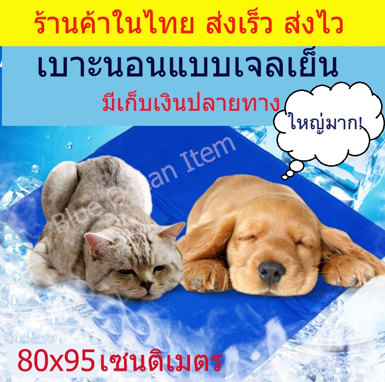 Pet Cool mat/ เบาะรองนอนแบบเย็นสำหรับสุนัขและแมว/ ที่นอนสุนัขแบบเย็น/ แผ่นเจลเย็นรองนอนหมาแมว/ ที่นอนแผ่นเจลเย็นหมาแมว ขนาด 80x95 เซนติเมตร