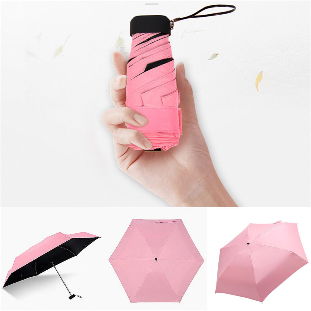 QXYHJW Dual-ใช้แฟชั่นแบบพกพาเคลือบ Parasol Anti-UV มินิร่ม5ร่มกันแดดพับคู่มือร่มขนาดกะทัดรัด