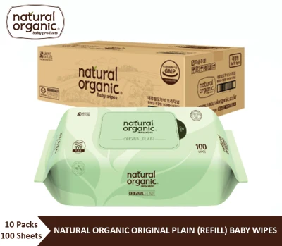 Natural Organic Original Plain Baby Wipes (Refill Type, 10 X 100Sheet)
