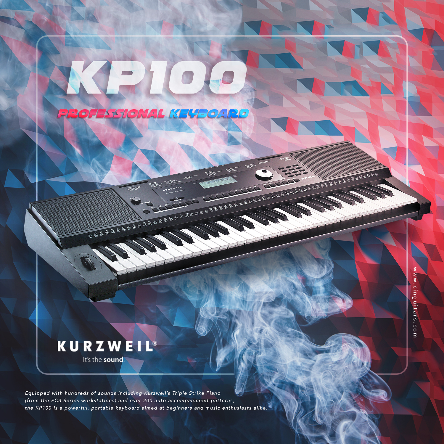 Kurzweil KP100 Professional Keyboard I คีย์บอร์ดไฟฟ้า 61 Keys (รับประกัน 1 ปี)  ส่งฟรี ! มีบริการผ่อนและเก็บเงินปลายทาง