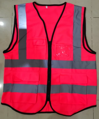 Reflective Vest、ความปลอดภัยเสื้อกั๊กสะท้อนแสงสูงสะท้อนแสงเพื่อความปลอดภัยเสื้อกั๊กมีซิป (3)