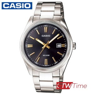 สินค้า Casio Standard นาฬิกาข้อมือผู้ชาย สายสแตนเลส รุ่น MTP-1302D-1A2VDF (หน้าดำ)
