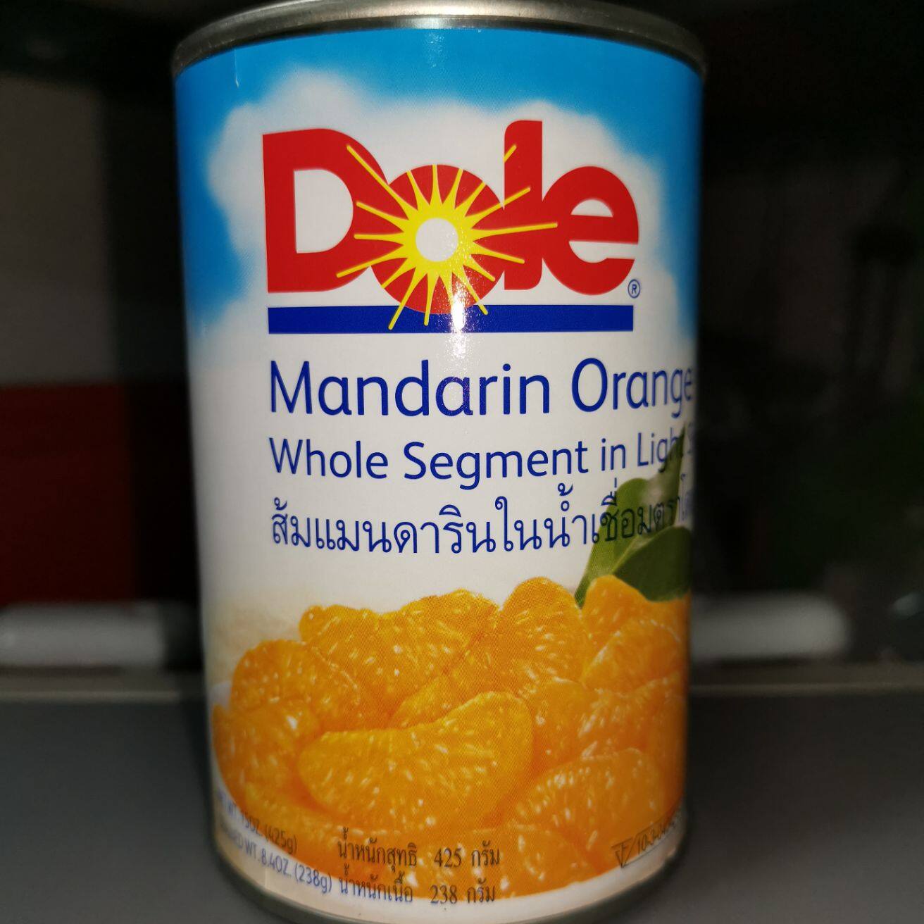 กลีบส้มแมนดารินในน้ำเชื่อม ตราโดล (Dole) ปริมาณ 425กรัม 1 กระป๋อง