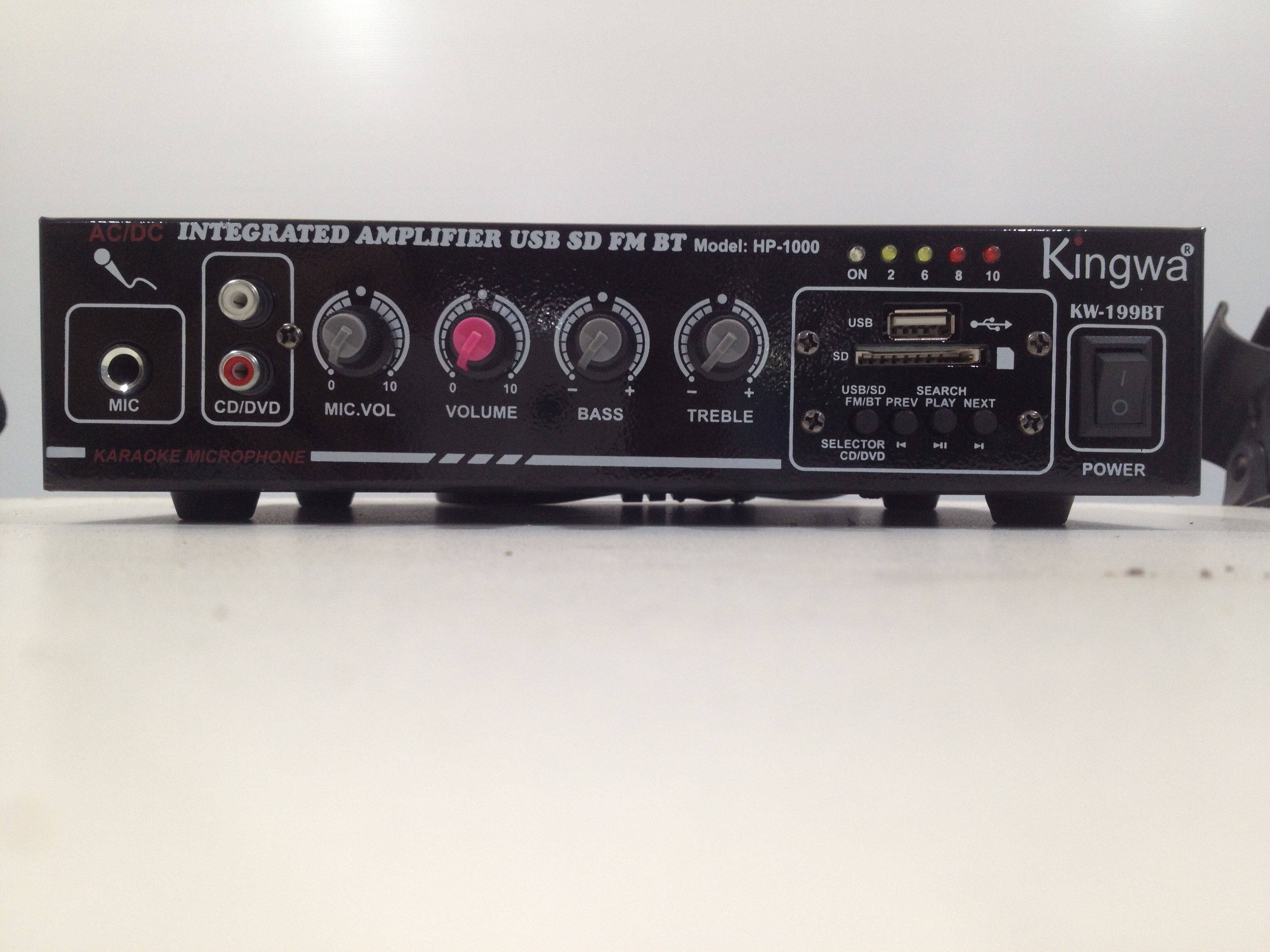 แอมป์ เครื่องขยายเสียง Integrate Amplifier Kingwa HP-1000 KW-199BT USB SD card BLUETOOTH FM ราคา 1,100 บาท*ส่งฟรี