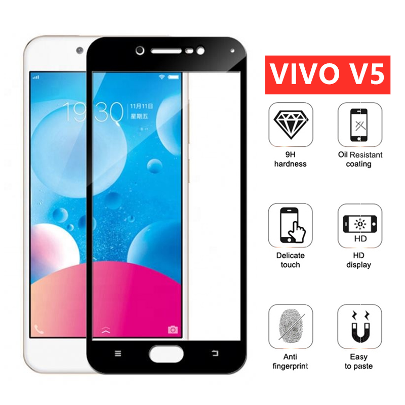 VIVO V5 ฟิล์มกระจกนิรภัยเต็มจอ Screen Glass 9H กาวเต็ม แบบสูญญากาศ