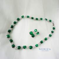 Neriza jewelry/ชุดเครื่องประดับเพชรสังเคราะห์เกรดเพรีเมี่ยมประกายไฟเทียบเท่าเพชรแท้ จัดส่งพร้อมกล่อง NZC006G