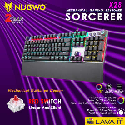 NUBWO-X SORCERER X28 RED-SWITCH คีย์บอร์ด แม็คคานิคอล NUBWO X SERIES รุ่น SORCERER X28 ปรับเปลี่ยนโหมดด้วยลูกบิด