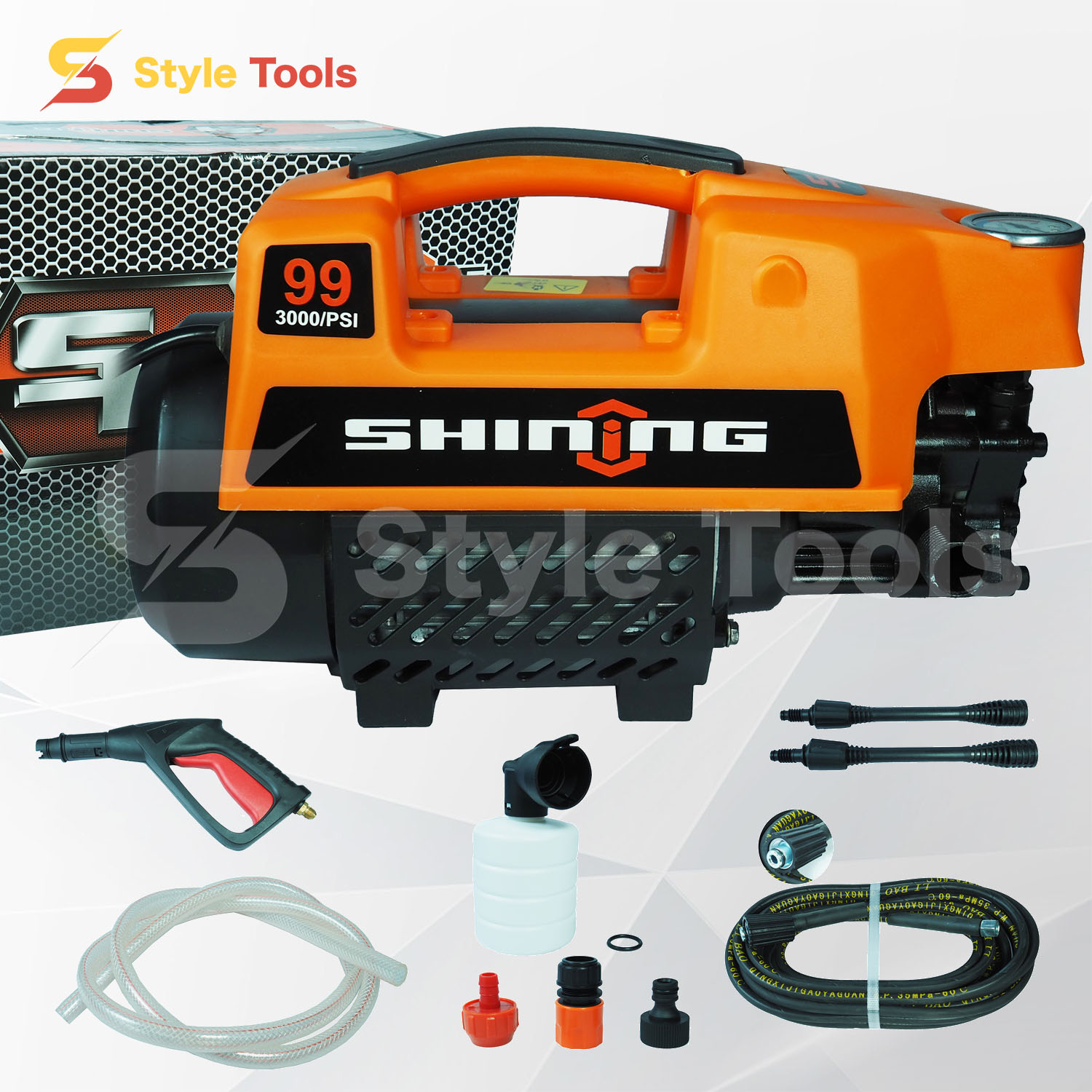 SHINING เครื่องฉีดน้ำแรงดันสูง 500 บาร์ รุ่น F16 อุปกรณ์ฉีดน้ำแรงดันสูง เครื่องฉีดน้ำ เครื่องอัดฉีด ปืนฉีดน้ำแรงดันสูง ปืนอัดฉีด ราคา 1,170 บาท*ส่งฟรี