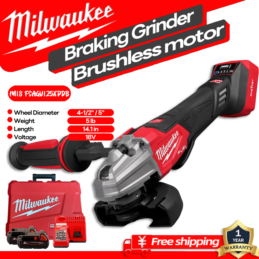 Milwaukee fsagv125xpdb M18 fuel™4-1/2 " / 5" auto dual trigger circuit breaker™Rapidstop return ejection control system™Variable Speed 4 modes brushless motor powerstate™ ราคา 4,070 บาท*ส่งฟรี