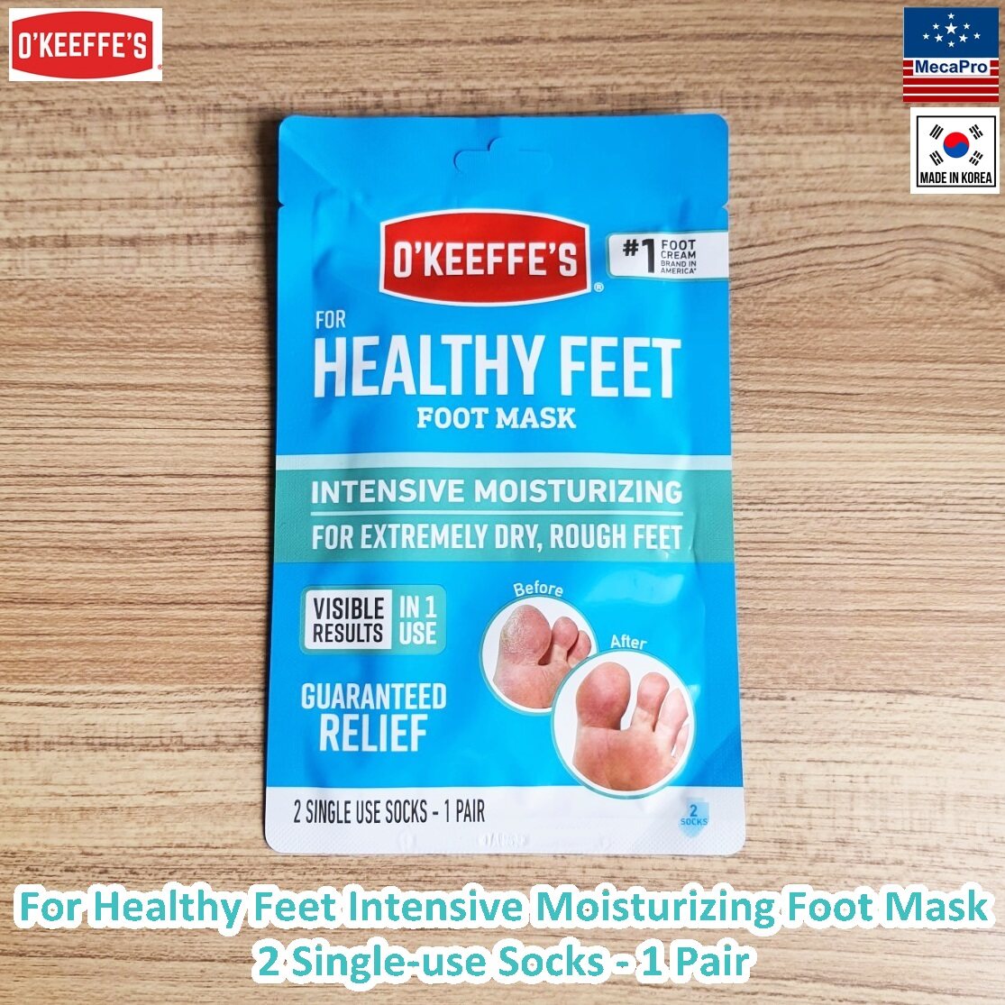 O'Keeffe's for Healthy Feet Intensive Moisturizing Foot Mask, Guaranteed  Relief for Extremely Dry, Rough Feet, One Pair Single-Use Hydrating Foot  Mask