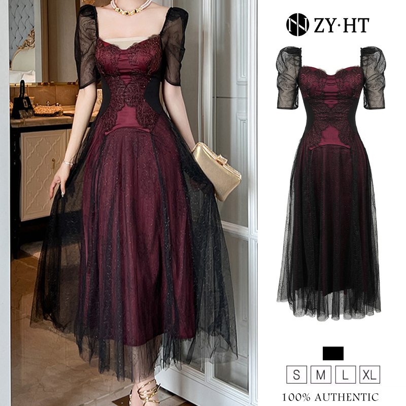 ZY.HT EraVogue เดรสผู้หญิง เดรสสีแดง เดรสลูกไม้ เดรสทรงเอ เดรสคอเหลี่ยม เดรสวินเทจ เดรสไฮโซ เดรสออกงาน เดรสเซ็กซี่ เดรสฝรั่งเศส 20576 ราคา 1,823 บาท*ส่งฟรี