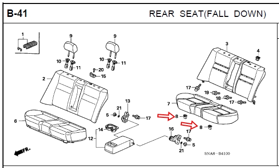 ฮอนด้าแท้ศูนย์ !!!เบาะนั่งหลังแน่น!!! คลิปยึดเบาะนั่งหลัง CIVIC FD 2006-2014 (รหัสอะไหล่แท้ 82137-SDA-003) CLIP RR. SEAT CUSHION