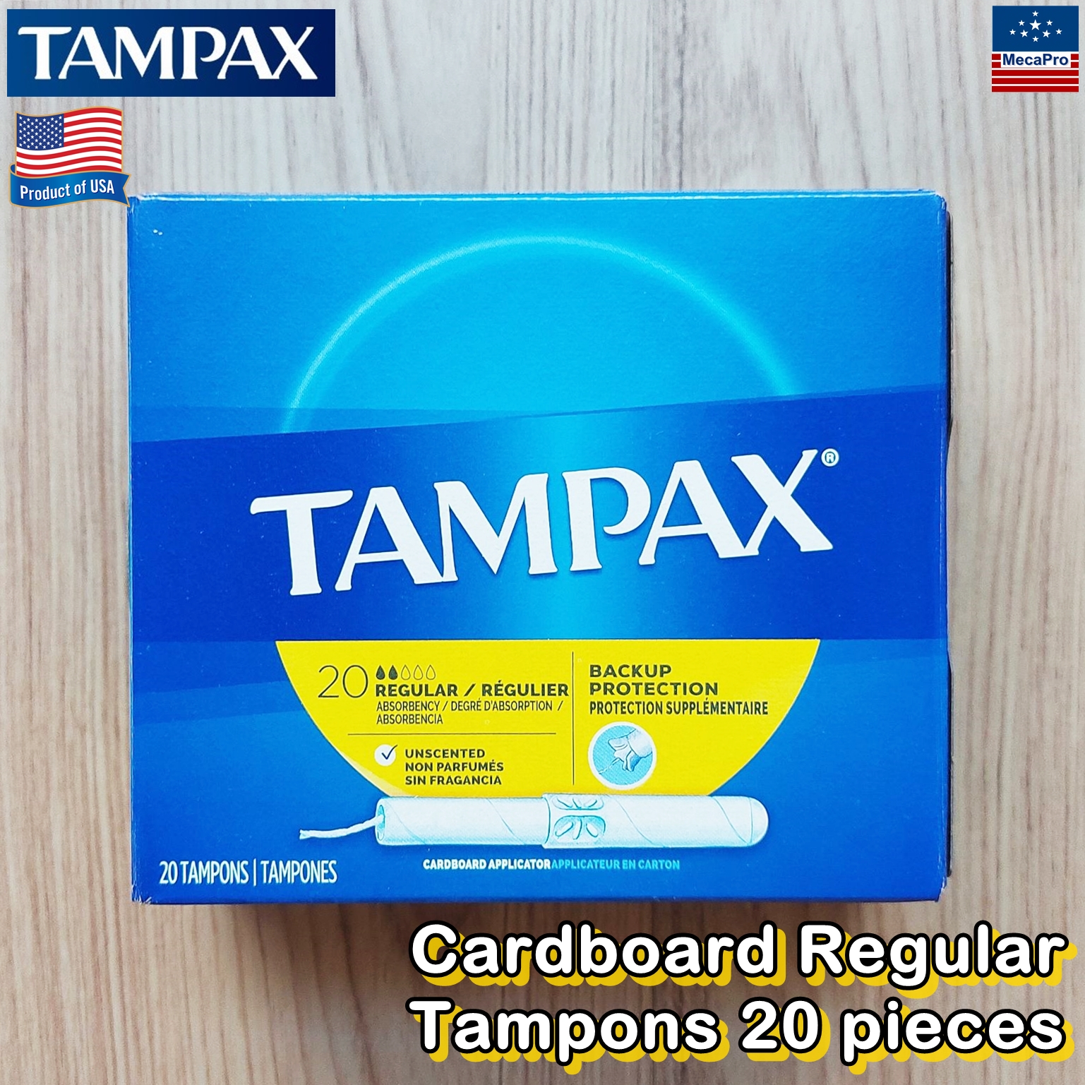 Tampax® Cardboard Regular Tampons 20 Pieces ผ้าอนามัยแบบสอด 20 ชิ้น เหมาะกับวันมาปกติ