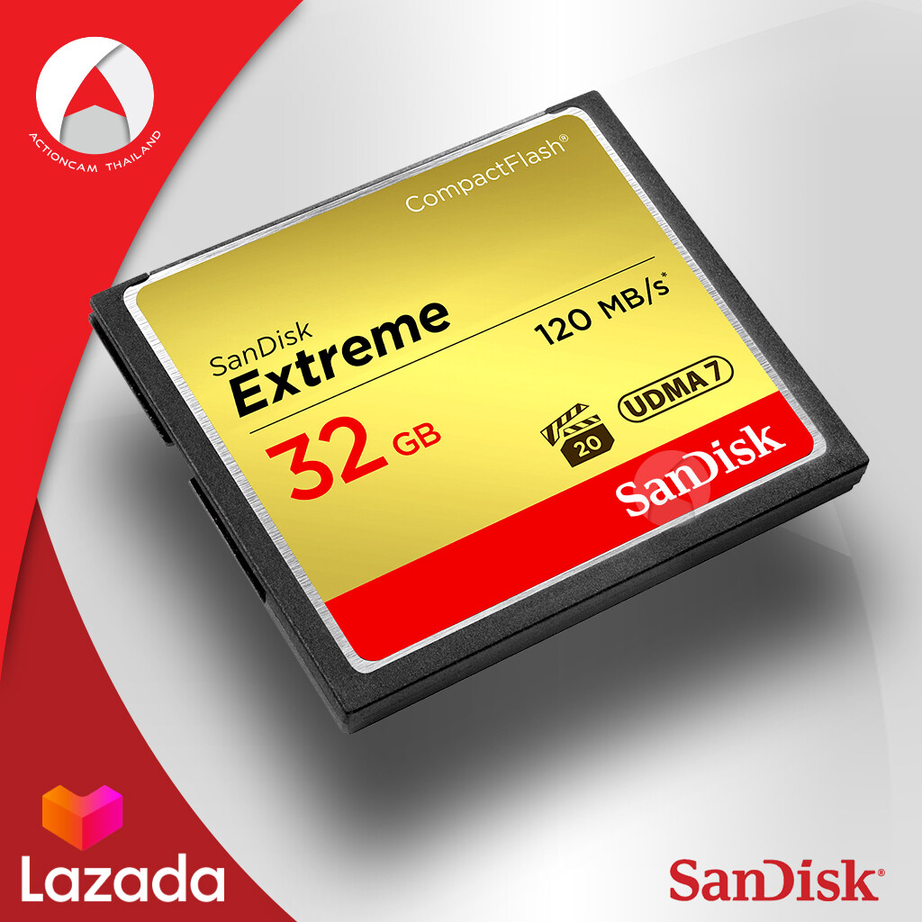 SanDisk Extreme CF Card 32GB,อ่าน 120MB/s ,เขียน 85MB/s (SDCFXSB-032G-G46) เมมโมรี่ แซนดิส กล้องโปร DSLR กล้องถ่ายรูป