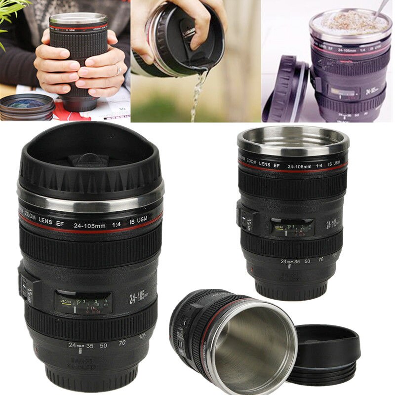 แก้วน้ำเลนส์กล้อง EF 24-105mm เป็นแก้วน้ำทรงเลนส์กล้อง วัสดุด้านในเป็นสแตนเลส พร้อมส่ง