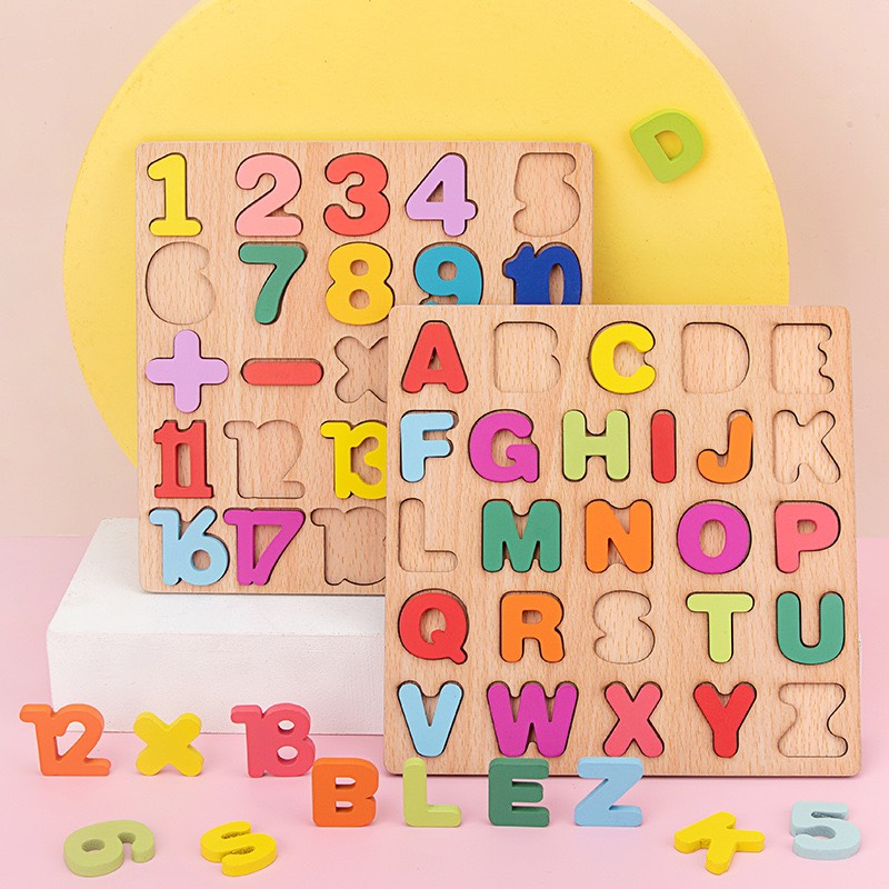 บล็อกไม้ตัวอักษร ของเล่นไม้ บล็อคไม้เสริมพัฒนาการเด็ก บล็อคไม้เลขาคณิต ของเล่นเด็ก กระดานไม้พร้อมบล็อคA-Z พร้อมคำศัพท์ภาษาอังกฤษ