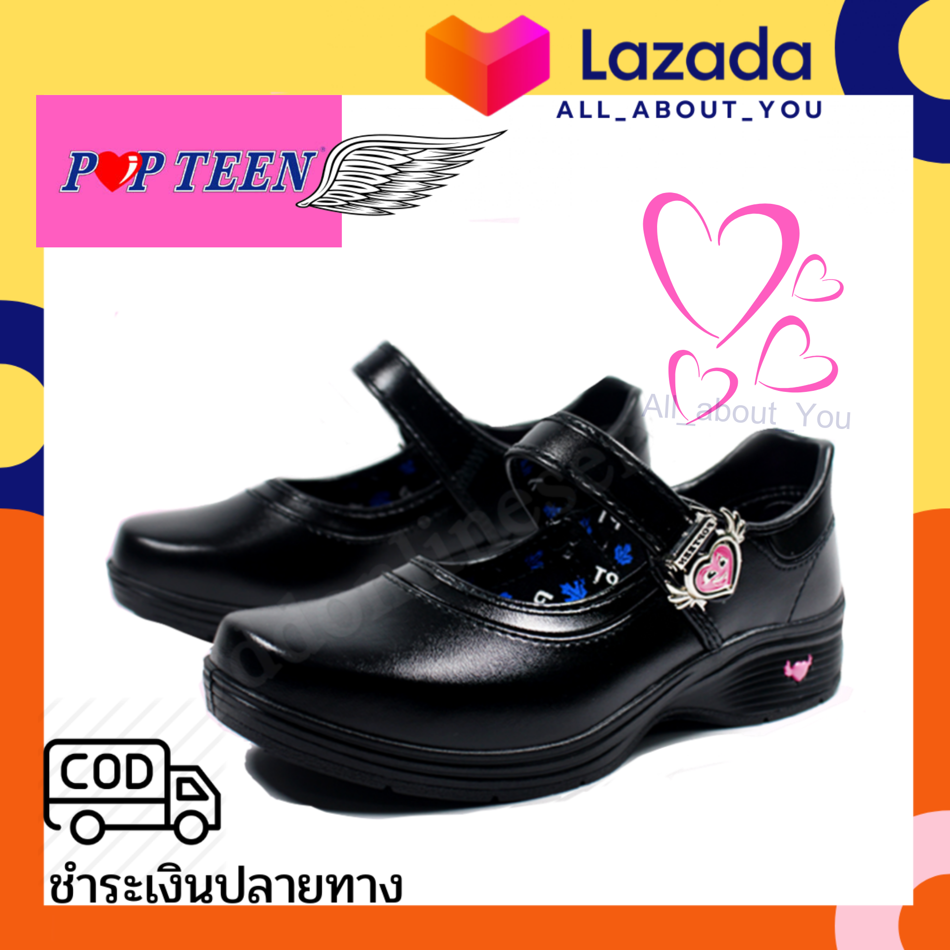 รองเท้านักเรียน POPTEEN ป็อปทีน รุ่นใหม่ล่าสุด PT88A+ PT99A+ ราคาถูก เบอร์