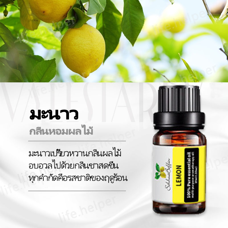💦น้ำมันหอมระเหย กลิ่นหอมธรรมชาติ Essential Oil 100% บริสุทธิ์ สารสกัดจากพืชและดอกไม้ 10 มล สารสกัดจากธรรมชาติ