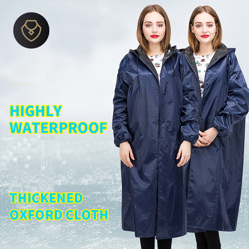 MSB639 เสื้อกันฝน【Both men and women can】New fashion trench coat with sleeves Long adult one-piece poncho Oxford cloth bicycle electric car raincoat
