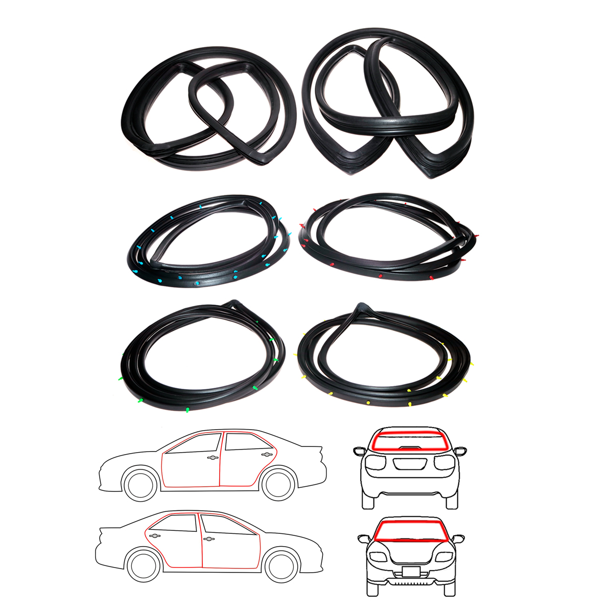 4-Door Car Door Rubber, Front and Rear Windscreen Rubber, Complete Set of 6 Pieces, Toyota Corolla E30 E50 Sprinter, 4-Door Sedan, Year 2517-2524, Toyota Corolla Sprinter, Year 1974-1981. ราคา 3,257 บาท*ส่งฟรี