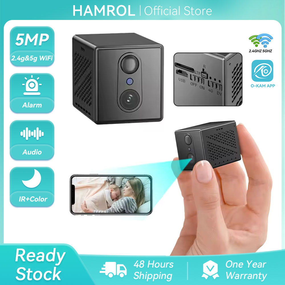 Hamrol 5Mp Mini Indoor Wifi Camera 5g Hz Built-In 2400Mah Rechargeable Battery 5X Zoom Cctv O-Kam Pro ราคา 919 บาท*ส่งฟรี