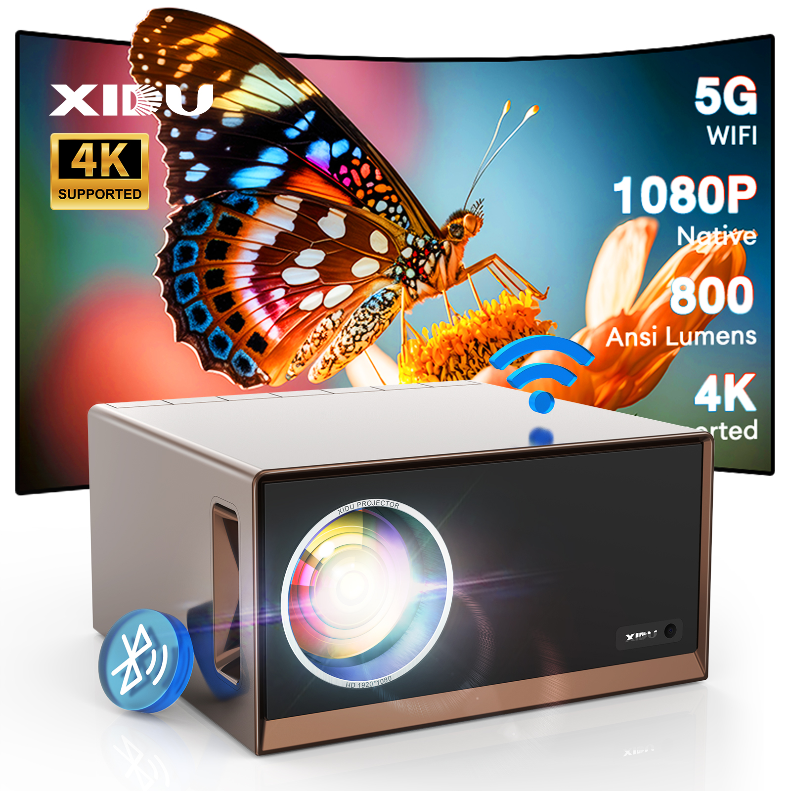 [【New Upgrade】XIDU S1 Projector 4K Ultra Hd 550 ANSI Lumen Smart Android 1920*1080P 5G WIFI With Bluetooth Projectors For Home Office,XIDU S1 Projector 4K Ultra Hd 550 ANSI Lumen Smart Android 1920*1080P 5G WIFI With Bluetooth Projectors For Home Office,] ราคา 5,490 บาท*ส่งฟรี