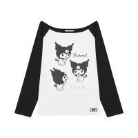 STYLIST | KUROMI Edition - Amour Triple Kuromi เสื้อปาดไหล่แขนต่อผ้ายืด คุโรมิ