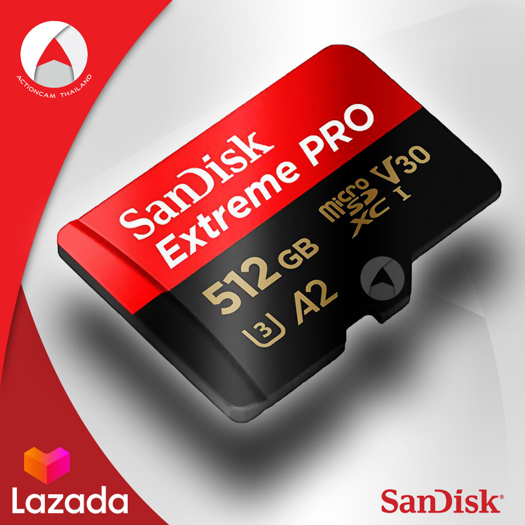 Sandisk Extreme Pro 512GB A2 Micro SD Card ความเร็ว อ่าน 170mb/s เขียน 90Mb/s (SDSQXCZ_512G_GN6MA) แซนดิส เมมโมรี่ การ์ด ใส่ โทรศัพท์ มือถือ สมาร์ทโฟน แท็บเล็ต Mobile Android Action Camera กล้องแอคชั่น กล้องถ่ายภาพใต้น้ำ กล้องติดหมวก ถ่ายภาพ วีดีโอ ดำน้ำ