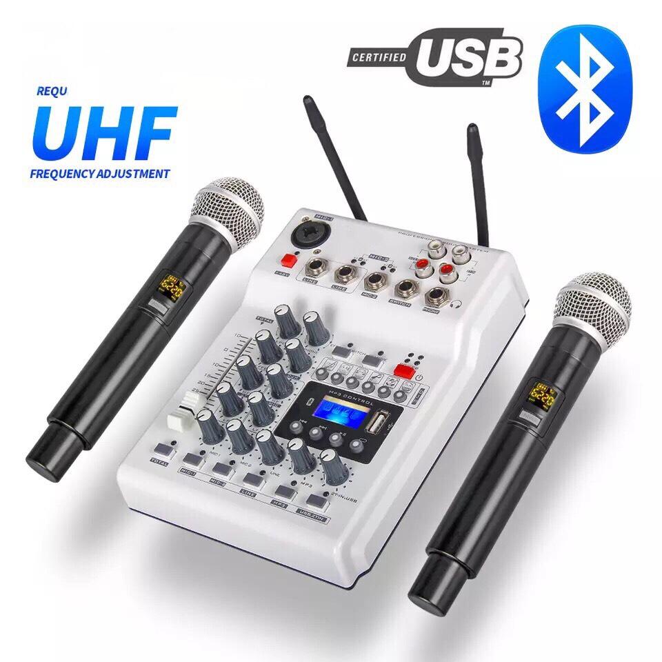 LXJ FOLE F-12T-USB KTV STAGE DJ Audio มิกเซอร์คอนโซลผสมพร้อมจอแสดงผล 2 ไมโครโฟน UHF ปรับความถี่ได้ - US Plug ส่งไว เก็บเงินปลายได้ (รุ่น-LXJ LX328) ราคา 2,064 บาท*ส่งฟรี