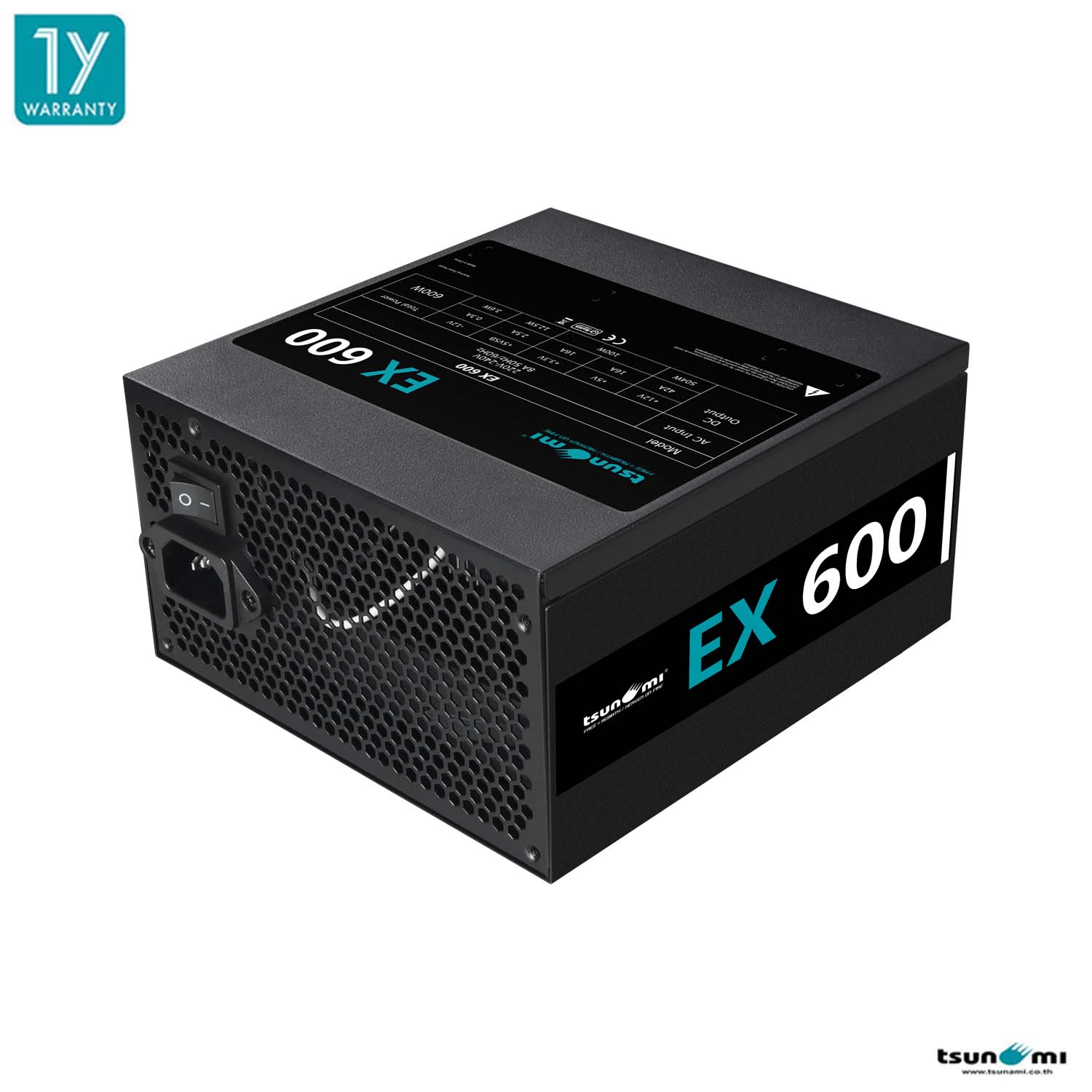 อุปกรณ์จ่ายไฟ Tsunami EX600 600W Power Supply รับประกันสินค้า 1 ปี ราคา 690 บาท*ส่งฟรี