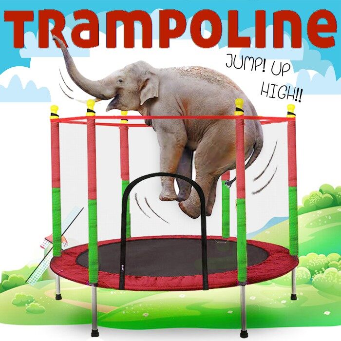TRAMPOLINE แทรมโพลีน เตียงกระโดด แทรมโพลีนสำหรับเด็กกระโดดเล่น ขนาด 140cm x 122cm by DavyJone