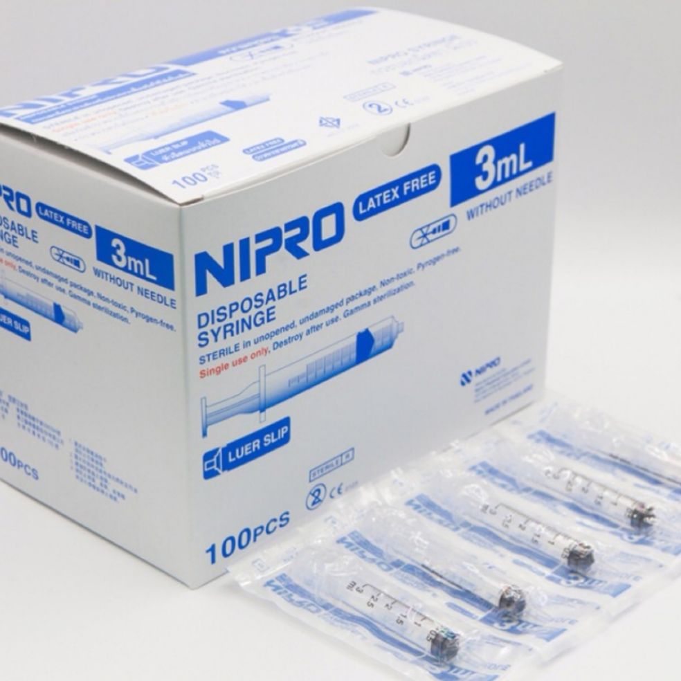 ไซริงค์พลาสติก Syringe Nipro 3ml [กล่อง 100 ชิ้น]