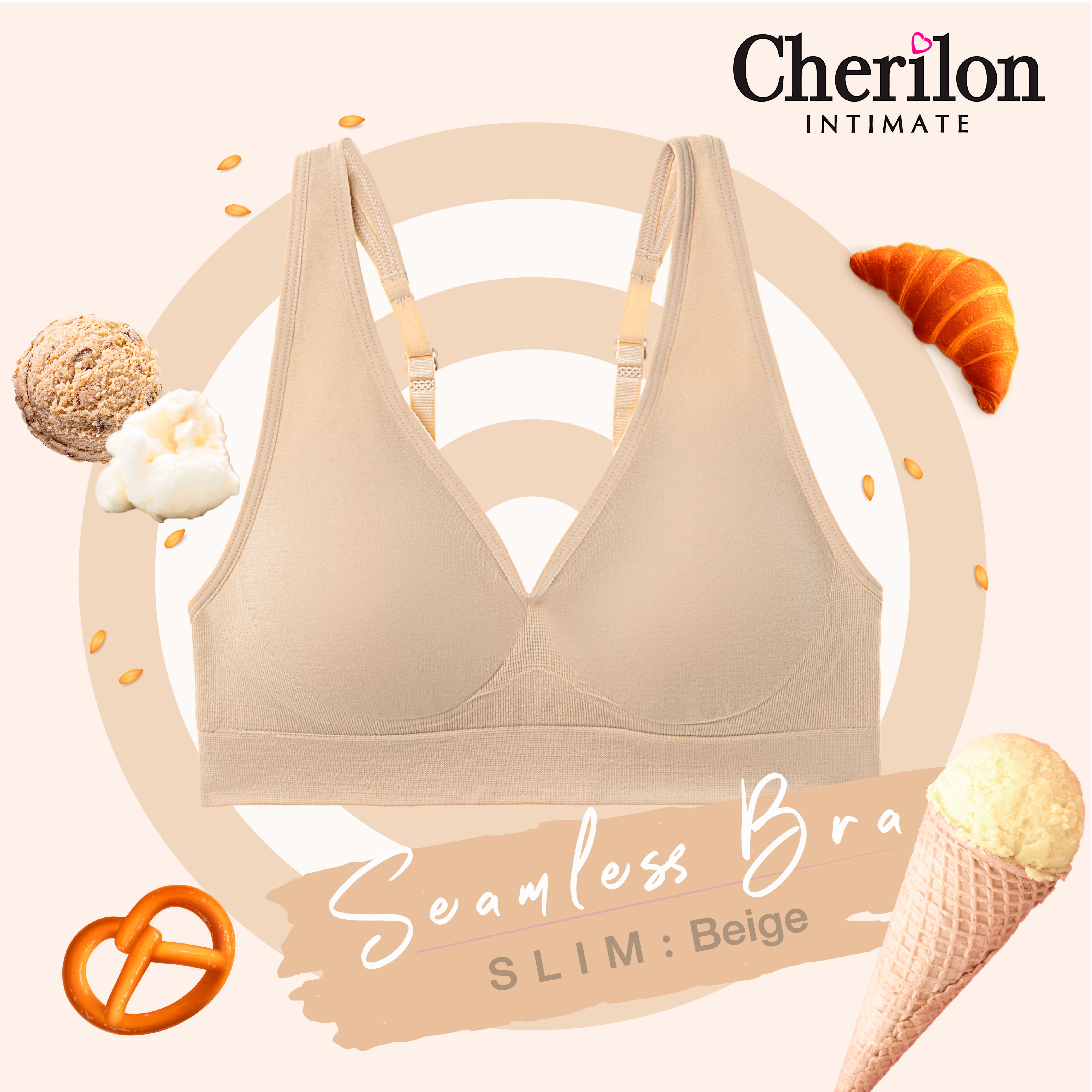 CHERILON INTIMATE เชอรีล่อน อินทิเมท รุ่น NIC-TSBRA7-BE สีเนื้อ Seamless Bra บราไร้ตะเข็บและไร้โครงใต้เต้า รุ่น Slim ราคา 339 บาท*ส่งฟรี