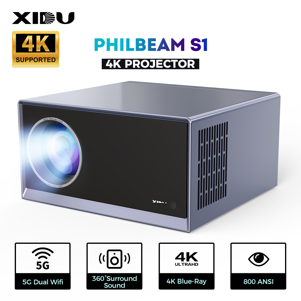 [【New Upgrade】XIDU S1 Projector 4k Ultra Hd 5G Wifi With Bluetooth Mini Projector Electronic Keystone Correction 1920*1080P Led Projector For Home Office (800 ANSI Lumen),XIDU S1 Projector 4k Ultra Hd 5G Wifi With Bluetooth Mini Projector Electronic Keyst ราคา 5,490 บาท*ส่งฟรี
