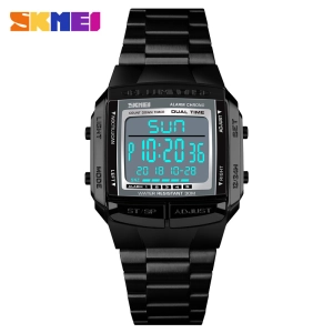 สินค้า SKMEI 1381 นาฬิกาข้อมือผู้ชาย สายสแตนเลส เขตเวลาคู่ นับถอยหลัง ธุรกิจ นาฬิกากันน้ำ