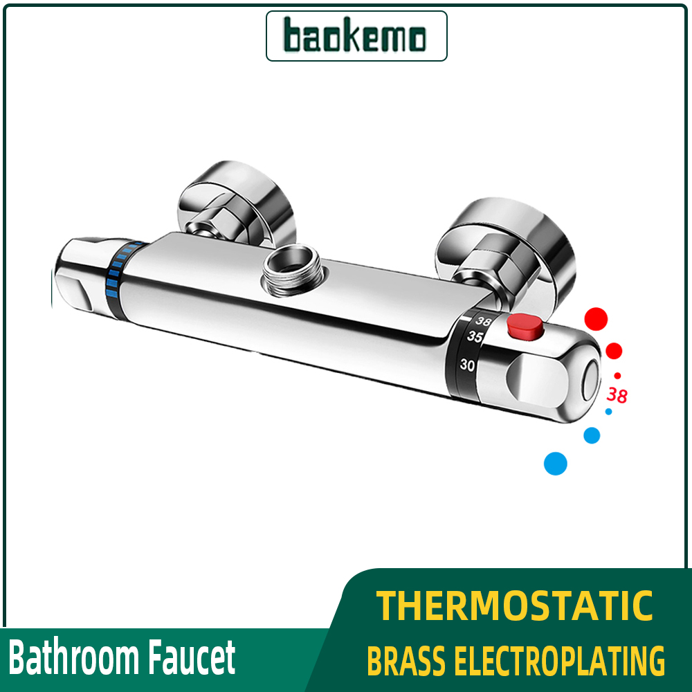 baokemoห้องน้ำทองเหลืองโครเมี่ยมอุณหภูมิฝักบัวอาบน้ําก๊อกน้ำผสมค่าจัดการอ่างอาบน้ําฝักบัวก๊อกน้ำเย็นติดตั้งผนังร้อน ราคา 999 บาท*ส่งฟรี
