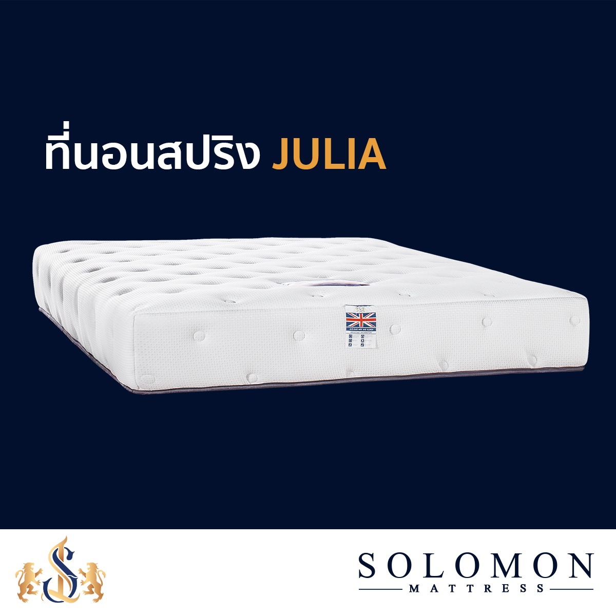 Solomon mattress ที่นอนสปริงผ้านุ่มขนนก ตัวหนา คิ้วเดียว รุ่น JULIA (สปริงไร้ขอบ ขนนก) 3.5 / 5 / 6 ฟุต 10 นิ้ว สีขาว คิ้วเทา