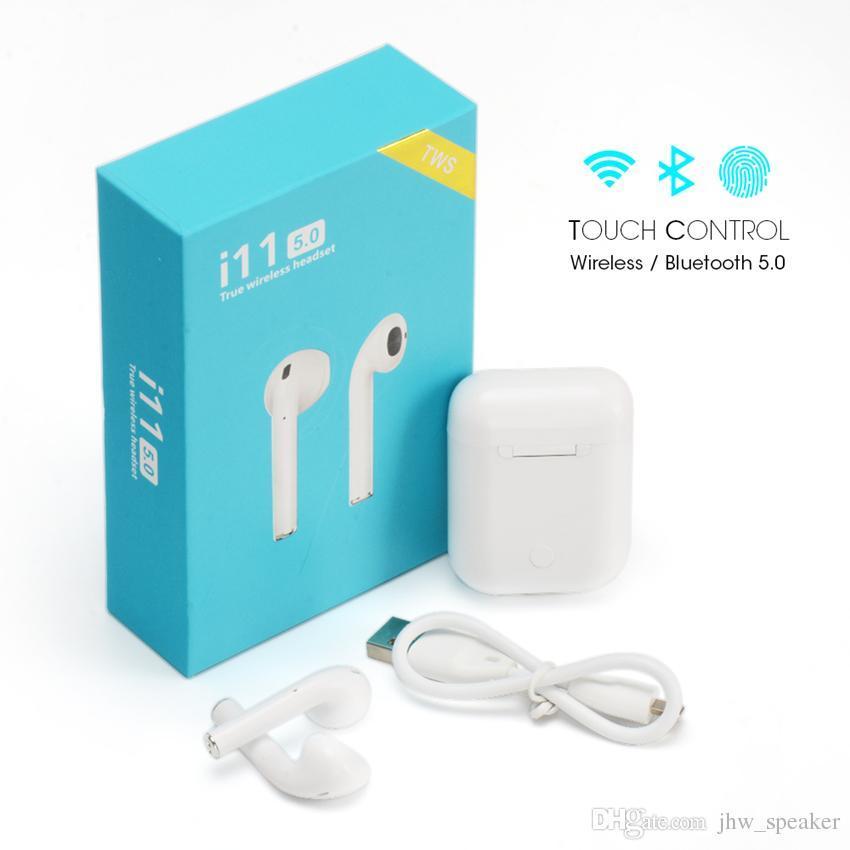 หูฟัง I11 TWS (Touch screen) หูฟังไร้สายบลูทูธ 5.0 Mic สำหรับโทรศัพท์มือถือ (กล่องฟ้า) Bluetooth Headset 5.0