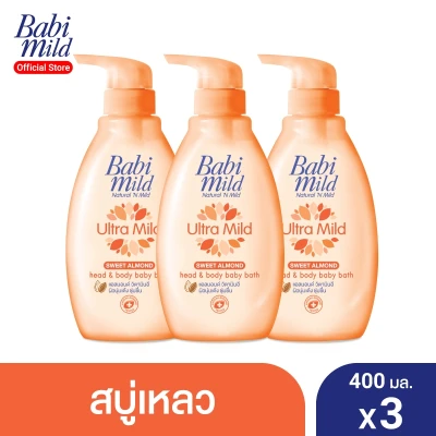 Babi Mild Bath Gel Ultra Mild Sweet Almond Head and body bath 400 ml X3
