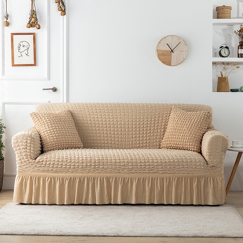 【Keep_Real】ผ้าคลุมโซฟา1/2/3/4 ที่นั่ง Seersucker Sofa Cover ปลอกหุ้มโซฟาสไตล์กระโปรง ตัวป้องกันโซฟา Sofa Cover