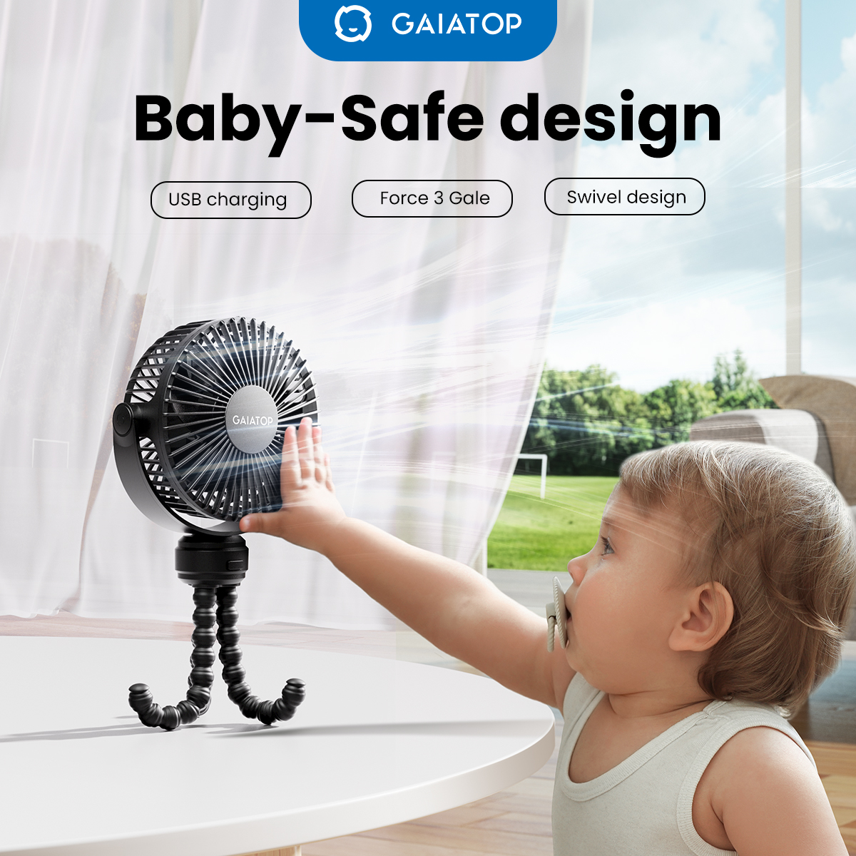 Mini Portable Stroller Fan, Detachable 3 Speed 360° Swivel Flexible Tripod Handheld Desk Cooling Fan for Car Seat Crib Treadmill Travel ราคา 399 บาท*ส่งฟรี
