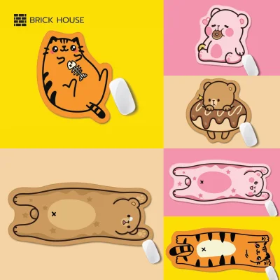 BRICK HOUSE แผ่นรองเม้าส์และแผ่นรองคีย์บอร์ดลายเสือและหมีสุุดน่ารัก / Cartoon Mouse Pad