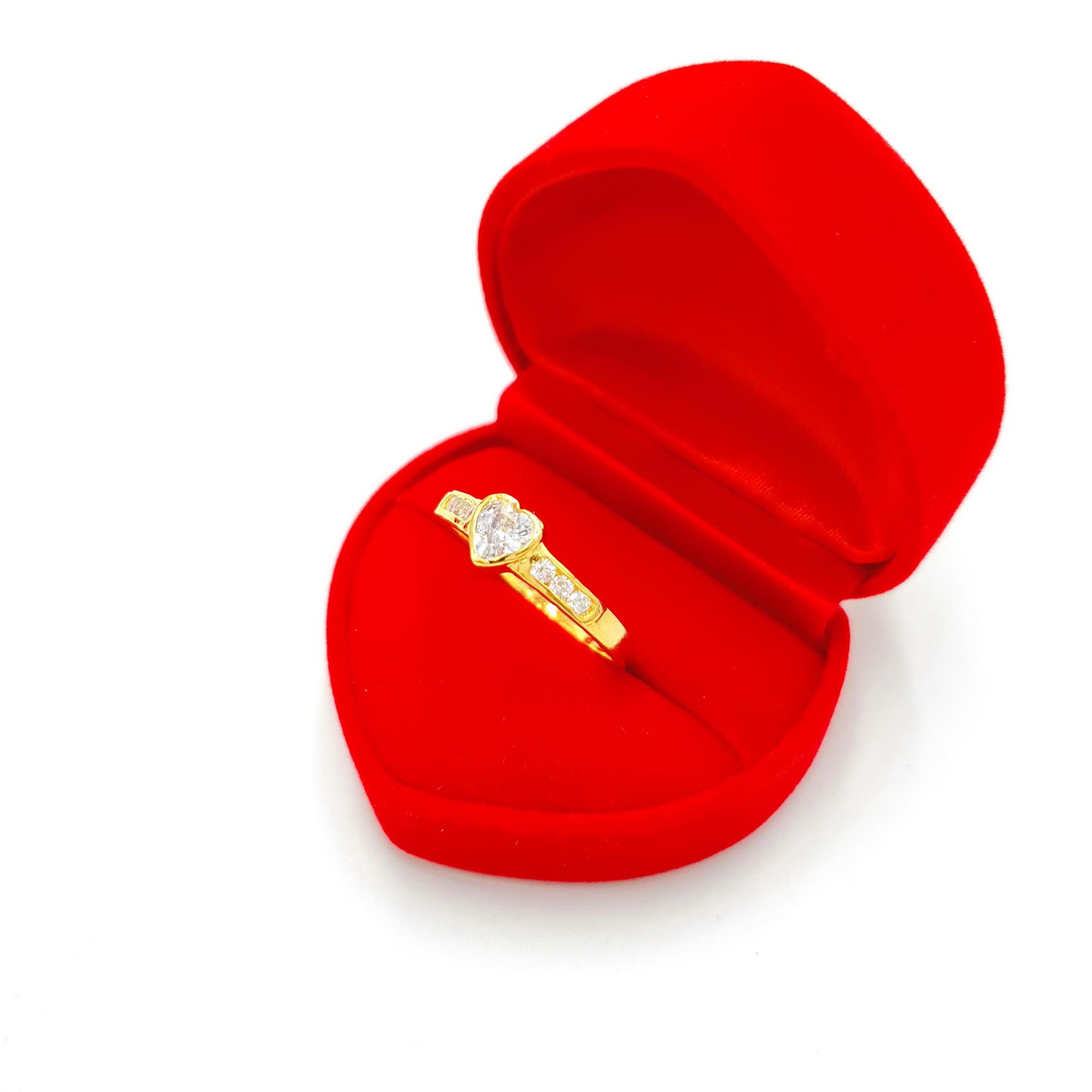 เเหวนทอง ประดับเพชรCZ 18K รูปหัวใจ เเหวนชุบไมครอน เเหวนหมั้น เเหวนเเต่งงาน เครื่องประดับผู้หญิง