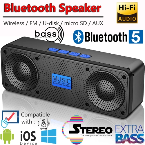 ลำโพงบลูทูธ ลำโพงไร้สาย ลำโพงสเตอริโอ 9D BASS แบบพกพา ไฮไฟซาวด์บาร์ซับวูฟเฟอร์ เครื่องเล่นเพลงไร้สาย ลำโพงกลางแจ้งที่ดัง รองรับ micro SD USB วิทยุ FM Bluetooth Speaker Wireless Speaker Portable 9D BASS Stereo Speaker Hifi Soundbar Subwoofer Wireless Music