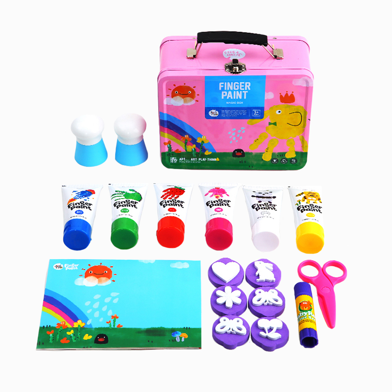 JoanMiro เซตสุดคุ้ม ชุดสีฟิงเกอร์เพ้นท์และและอุปกรณ์ระบายสี Finger Paint Magic Box - COLORS   ของเล่นเด็กเสริมพัฒนาการ1 ขวบ ของเล่นเด็ก 2-3 ขวชขึ้นไป